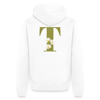 Lettre t vert marguerites - Veste à capuche bio Premium Unisexe - blanc - Dos - Thijin (182cm)