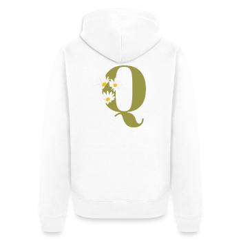 Letter q green daisies - Unisex Premium Organic Zip Hoodie - white - Back - Thijin (182cm)