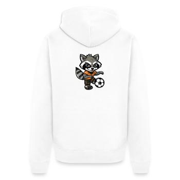 Waschbär Fußball-Maskottchen  - Unisex Premium Bio Zip Hoodie - Weiß - Hinten - Thijin (182cm)