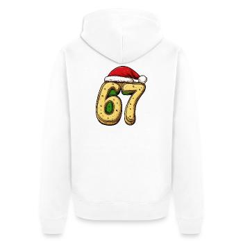 67 Zahl Keks Weihnachten - Unisex Premium Bio Zip Hoodie - Weiß - Hinten - Thijin (182cm)