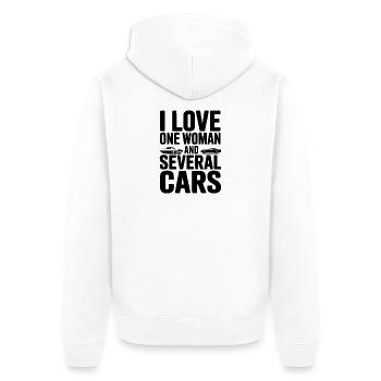 Ich liebe eine Frau und mehrere Autos - Unisex Premium Bio Zip Hoodie - Weiß - Hinten - Thijin (182cm)