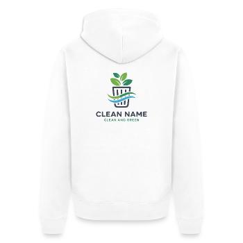 Öko-Pflanze im Korb-Logo - Unisex Premium Bio Zip Hoodie - Weiß - Hinten - Thijin (182cm)