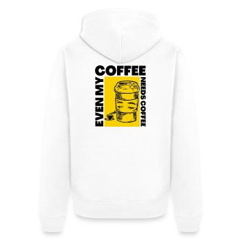 Même mon café a besoin de café Design amusant - Veste à capuche bio Premium Unisexe - blanc - Dos - Thijin (182cm)
