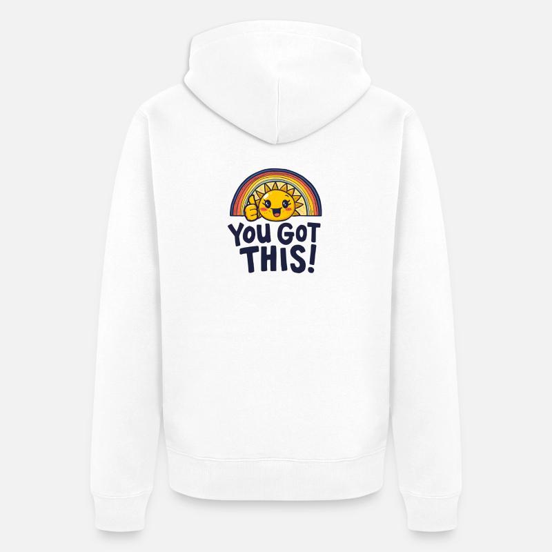 Sunshine Boost, du schaffst das. - Unisex Premium Bio Zip Hoodie - Weiß