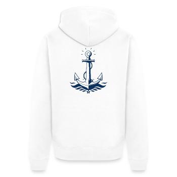 Norddeutschland Anker Seemann Matrose  Kapitän - Unisex Premium Bio Zip Hoodie - Weiß - Hinten - Thijin (182cm)