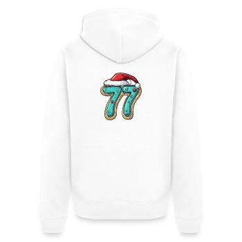 77 Number Cookie Christmas - Unisex Premium Organic Zip Hoodie - white - Back - Thijin (182cm)