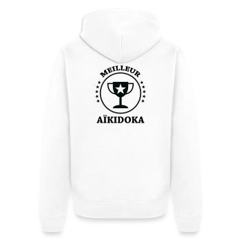 Best Aikido - Aikido - Unisex Premium Organic Zip Hoodie - white - Back - Thijin (182cm)
