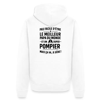 Pompier – Super Papa Pompier - Veste à capuche bio Premium Unisexe - blanc - Dos - Thijin (182cm)