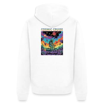 Cosmic Cruise Astronaut Rider - Unisex Premium Organic Zip Hoodie - white - Back - Thijin (182cm)