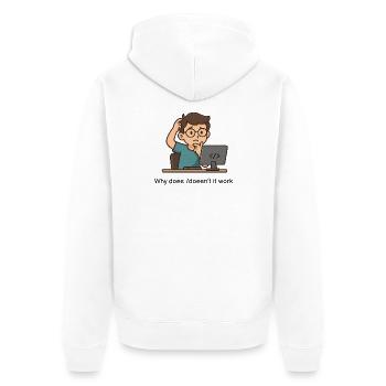 Pourquoi ça marche/ça ne marche pas - Veste à capuche bio Premium Unisexe - blanc - Dos - Thijin (182cm)