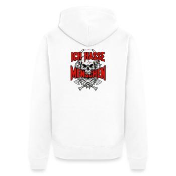 I Hate People Skull Skull - Unisex Premium Organic Zip Hoodie - white - Back - Thijin (182cm)