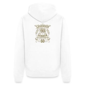 60. Geburtstag Legenden 1966 Vintage Retro Geburts - Unisex Premium Bio Zip Hoodie - Weiß - Hinten - Thijin (182cm)