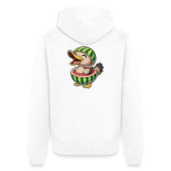 Funny duck with watermelon summer freshness - Unisex Premium Organic Zip Hoodie - white - Back - Thijin (182cm)