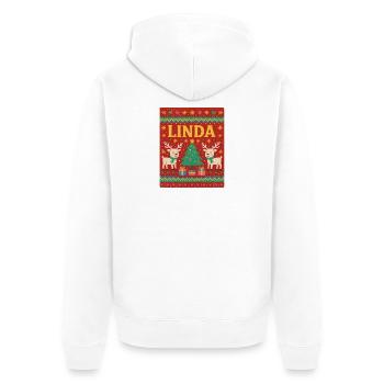 Festlicher Name Linda Hässlicher Weihnachtsstil, Weihnachten - Unisex Premium Bio Zip Hoodie - Weiß - Hinten - Thijin (182cm)