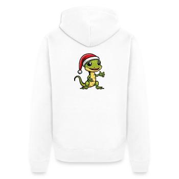 Lézard Gecko de Noël - Veste à capuche bio Premium Unisexe - blanc - Dos - Thijin (182cm)
