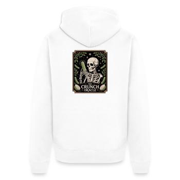 The Crunch Oracle Skelett Mit Gurke Humor - Unisex Premium Bio Zip Hoodie - Weiß - Hinten - Thijin (182cm)