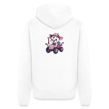 Éleveur de tracteurs de vaches - Veste à capuche bio Premium Unisexe - blanc - Dos - Thijin (182cm)