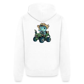 Dinosaurier triceratops Traktor Farmer - Unisex Premium Bio Zip Hoodie - Weiß - Hinten - Thijin (182cm)