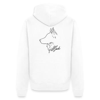 Mudi Profile Chien Chien Wilsigns - Veste à capuche bio Premium Unisexe - blanc - Dos - Thijin (182cm)