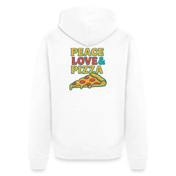 Peace Love Pizza Retro Tee - Unisex Premium Organic Zip Hoodie - white - Back - Thijin (182cm)