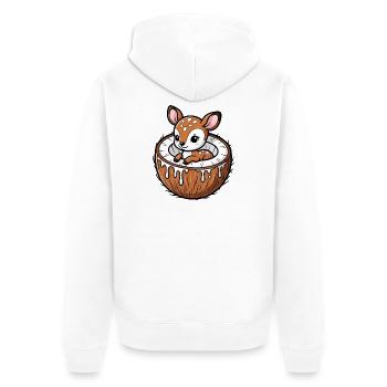 Süßer Reh Hirsch Cartoon Palme Frucht Kokosnuss - Veste à capuche bio Premium Unisexe - blanc - Dos - Thijin (182cm)