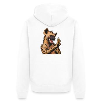 Hyäne im Comicstil Grimasse - Unisex Premium Bio Zip Hoodie - Weiß - Hinten - Thijin (182cm)