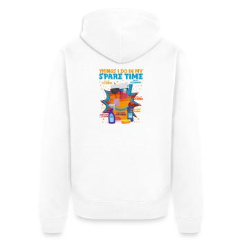 Reinigung Humordesign - Unisex Premium Bio Zip Hoodie - Weiß - Hinten - Thijin (182cm)
