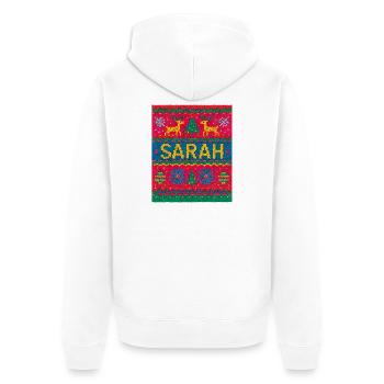 Sarah Christmas Knit Doormat - Unisex Premium Organic Zip Hoodie - white - Back - Thijin (182cm)