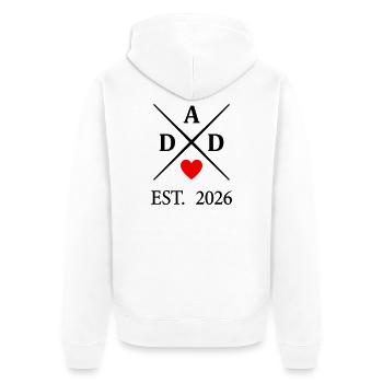 Dad Heart EST. 2026 - Unisex Premium Organic Zip Hoodie - white - Back - Thijin (182cm)