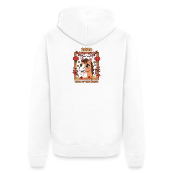Jahr des Pferdes 2026 – Chinesisches Neujahr für K - Unisex Premium Bio Zip Hoodie - Weiß - Hinten - Thijin (182cm)