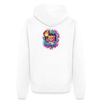 Mythical teddy in the flow of colour - Unisex Premium Organic Zip Hoodie - white - Back - Thijin (182cm)