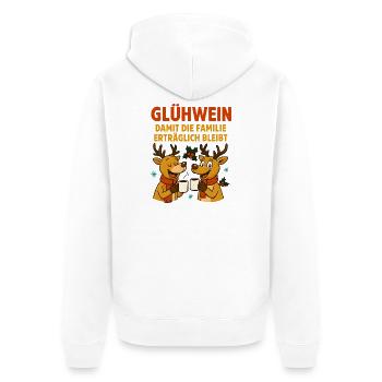 Glühwein, damit die Familie erträglich bleibt - Unisex Premium Bio Zip Hoodie - Weiß - Hinten - Thijin (182cm)