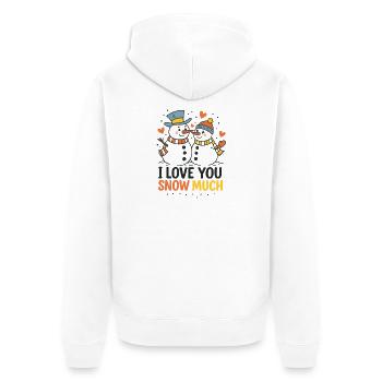 Romantische Schneemann-Liebe – Wintermotiv - Unisex Premium Bio Zip Hoodie - Weiß - Hinten - Thijin (182cm)