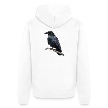 Raven Crow Bird - Unisex Premium Organic Zip Hoodie - white - Back - Thijin (182cm)