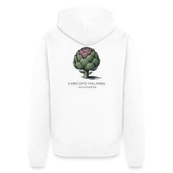 Carciofo Italiano – Artischocke - Unisex Premium Bio Zip Hoodie - Weiß - Hinten - Thijin (182cm)