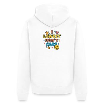 Un peu peu s’en fiche, drôle de phrase - Veste à capuche bio Premium Unisexe - blanc - Dos - Thijin (182cm)