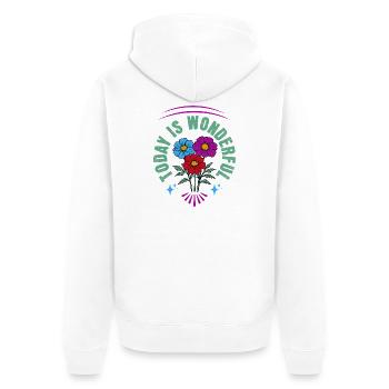 Motivation Das Heute ist wunderbar - Unisex Premium Bio Zip Hoodie - Weiß - Hinten - Thijin (182cm)
