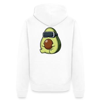 Süßer Avocado Gamer Cartoon Vegan Gemüse - Unisex Premium Bio Zip Hoodie - Weiß - Hinten - Thijin (182cm)