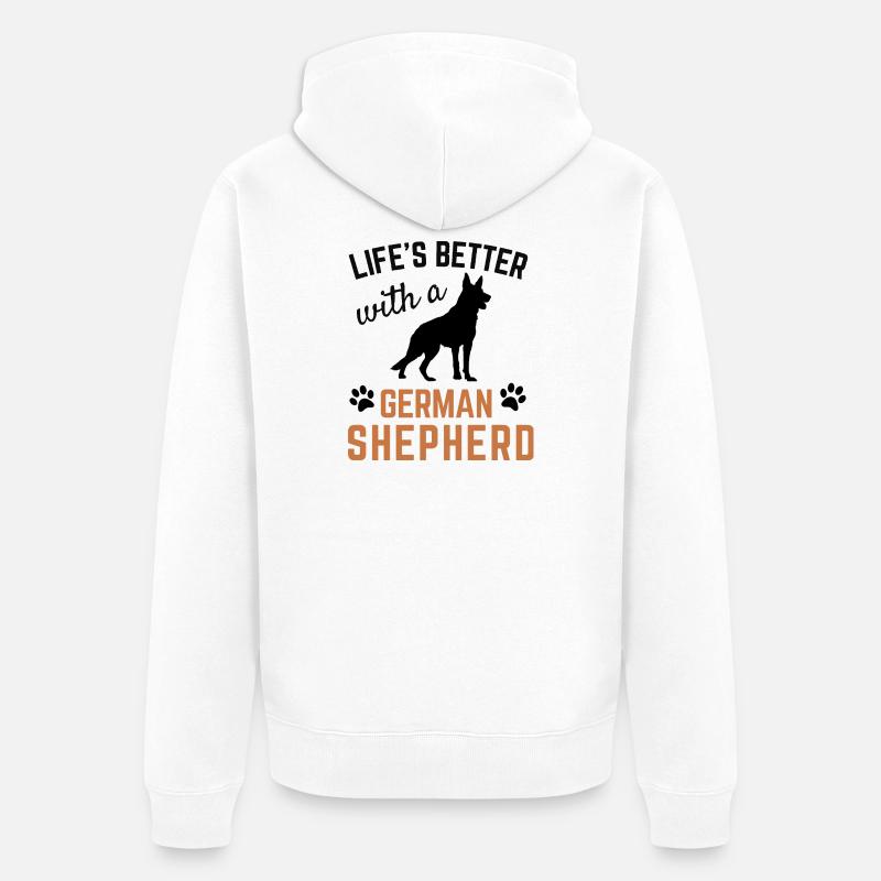 Deutscher Schäferhund, Vater, Mutter, Besitzer, Geschenk - Unisex Premium Bio Zip Hoodie - Weiß