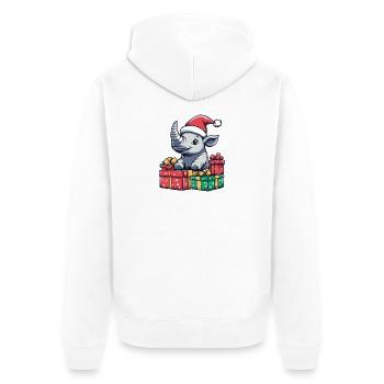 Nashorn Weihnachten Geschenke - Unisex Premium Bio Zip Hoodie - Weiß - Hinten - Thijin (182cm)