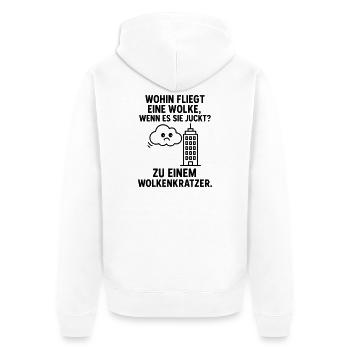 wolke kratzen kinderwitz - Unisex Premium Bio Zip Hoodie - Weiß - Hinten - Thijin (182cm)