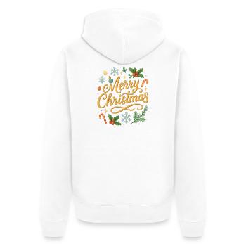 Lettrage de joyeux Noël - Veste à capuche bio Premium Unisexe - blanc - Dos - Thijin (182cm)