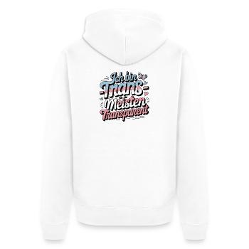 I'm trans transparent to most - Unisex Premium Organic Zip Hoodie - white - Back - Thijin (182cm)