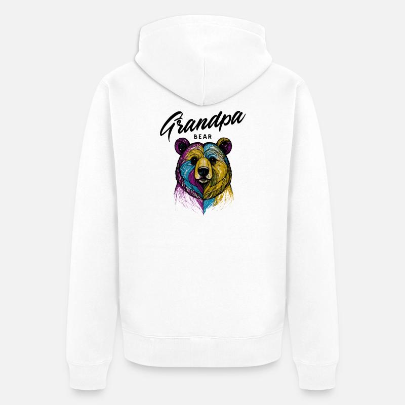 Ourse Arc-en-Ciel Split Grandpa Bear - Veste à capuche bio Premium Unisexe - blanc