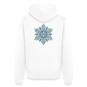 Schneeflocke | Berg | Skifahren | Snowboarden - Unisex Premium Bio Zip Hoodie - Weiß - Hinten - Thijin (182cm)