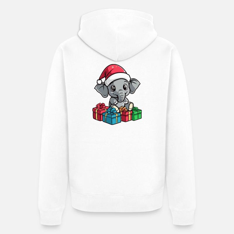 Cadeaux de Noël pour éléphants - Veste à capuche bio Premium Unisexe - blanc
