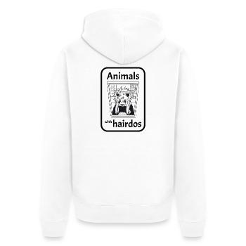 Panda mit Frisur - Unisex Premium Bio Zip Hoodie - Weiß - Hinten - Thijin (182cm)