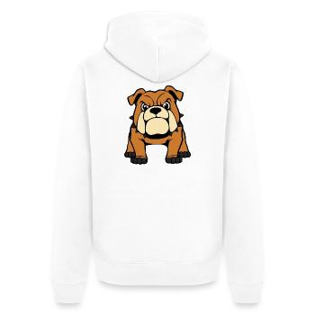 Bulldog chien T-shirt Chien Chemise Cadeau - Veste à capuche bio Premium Unisexe - blanc - Dos - Thijin (182cm)