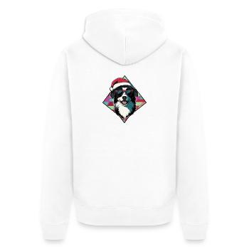 Santas Hund mit Sonnenbrille - Unisex Premium Bio Zip Hoodie - Weiß - Hinten - Thijin (182cm)