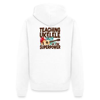 Hawaiian Ukulele Uke Teaching - Unisex Premium Bio Zip Hoodie - Weiß - Hinten - Thijin (182cm)